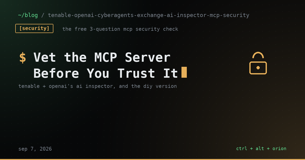Before You Install an MCP Server on Faith, Run This Free Three-Question Security Check